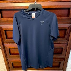 Gymshark Men’s Dark Blue Shirt Size- Large